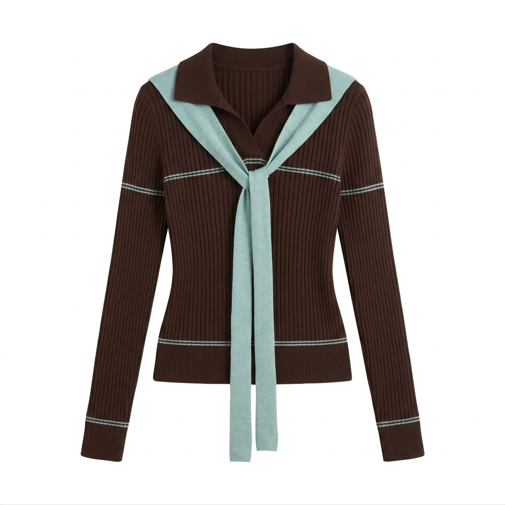 Long sleeve lapel sweater autumn and winter shawl