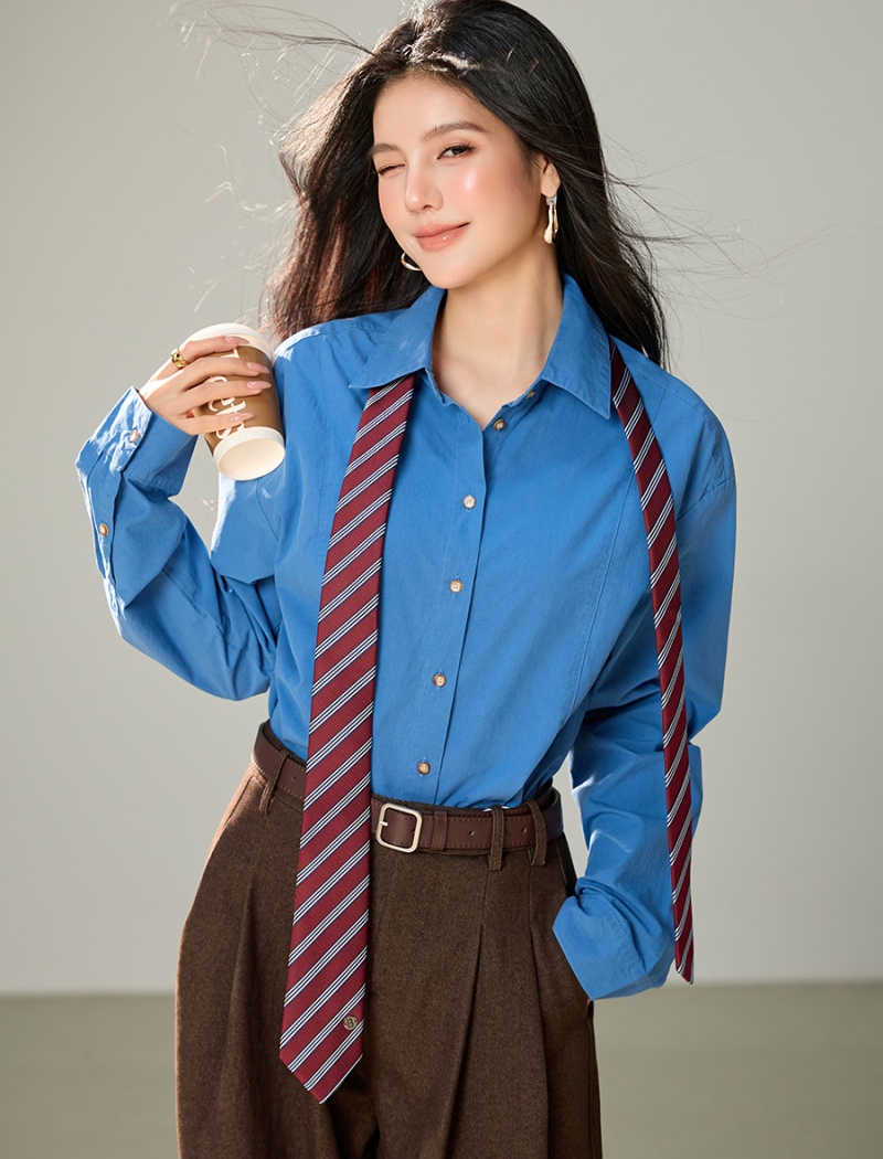Cotton with tie wear retro shirt