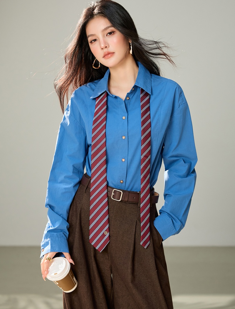 Cotton with tie wear retro shirt