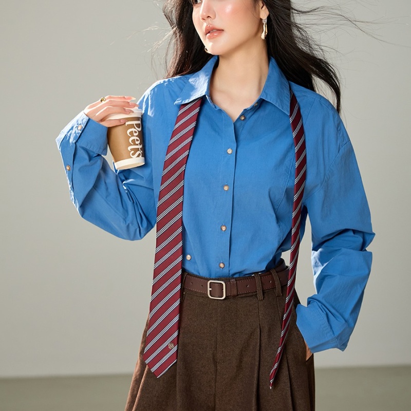 Cotton with tie wear retro shirt