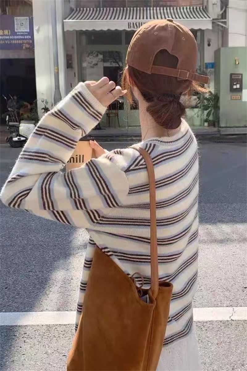 Stripe sling cardigan mixed colors tops 2pcs set