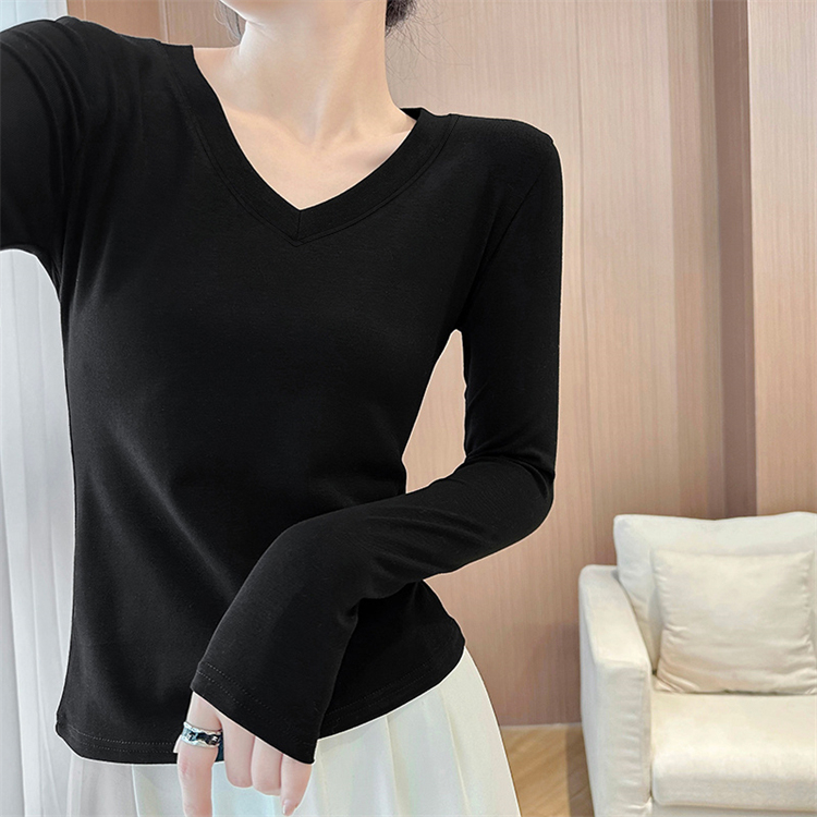 V-neck T-shirt long sleeve bottoming shirt for women