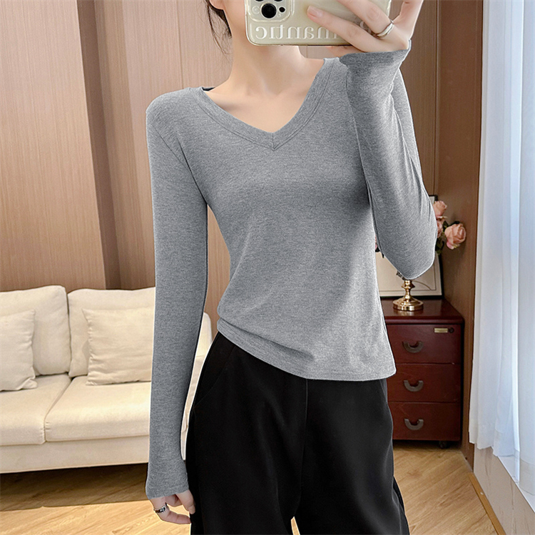 V-neck T-shirt long sleeve bottoming shirt for women