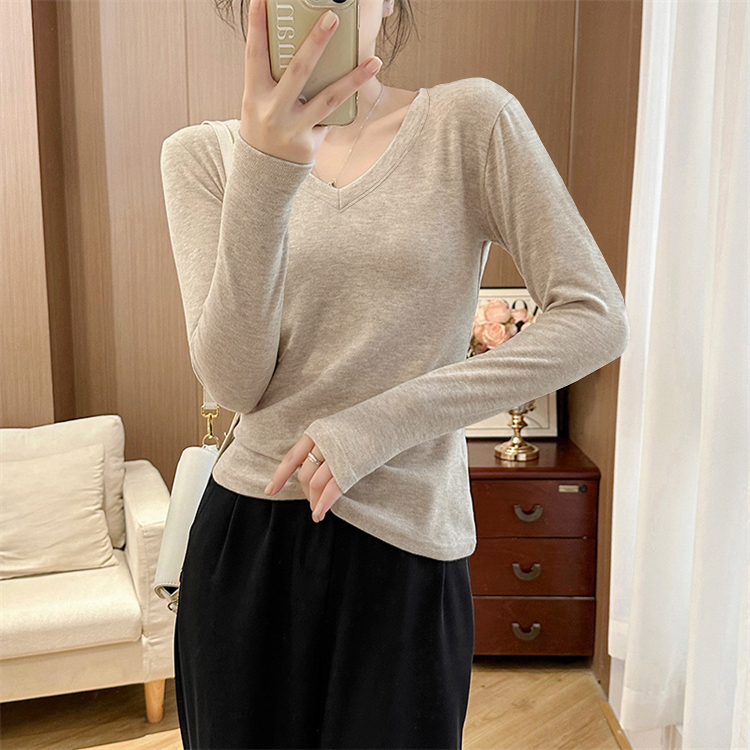 V-neck T-shirt long sleeve bottoming shirt for women