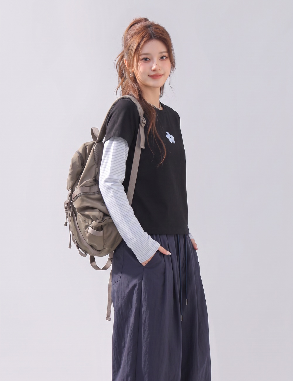 Embroidery T-shirt spring and autumn tops for women