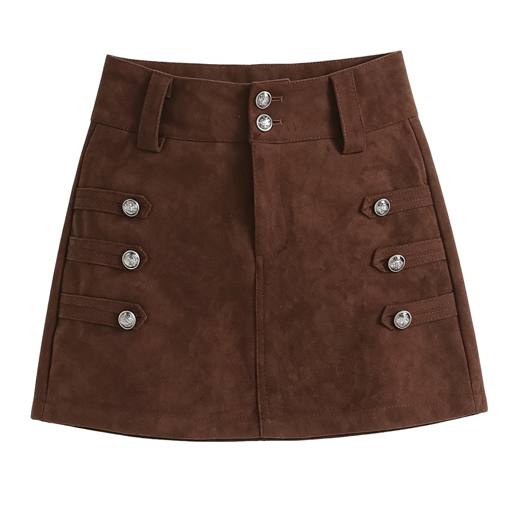 High waist culottes leather cashmere skirt for women