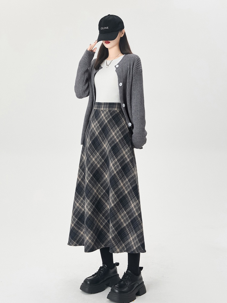 Slim long retro spring and autumn A-line skirt for women