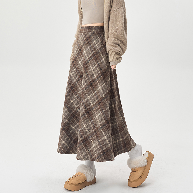 Slim long retro spring and autumn A-line skirt for women