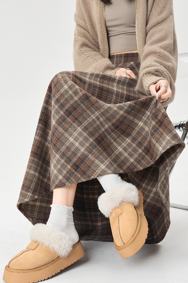Slim long retro spring and autumn A-line skirt for women