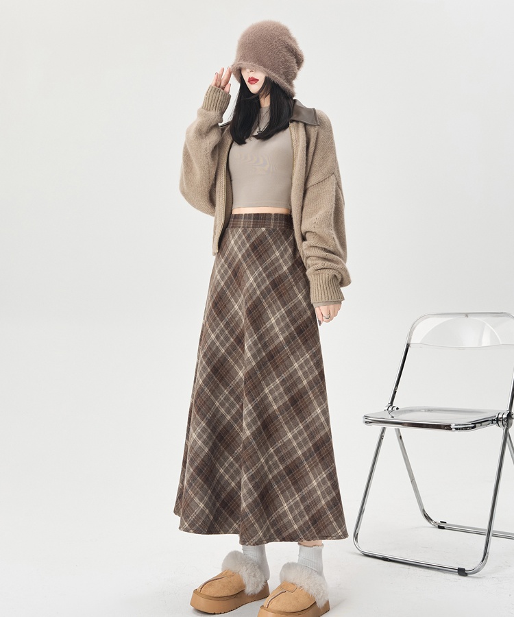 Slim long retro spring and autumn A-line skirt for women