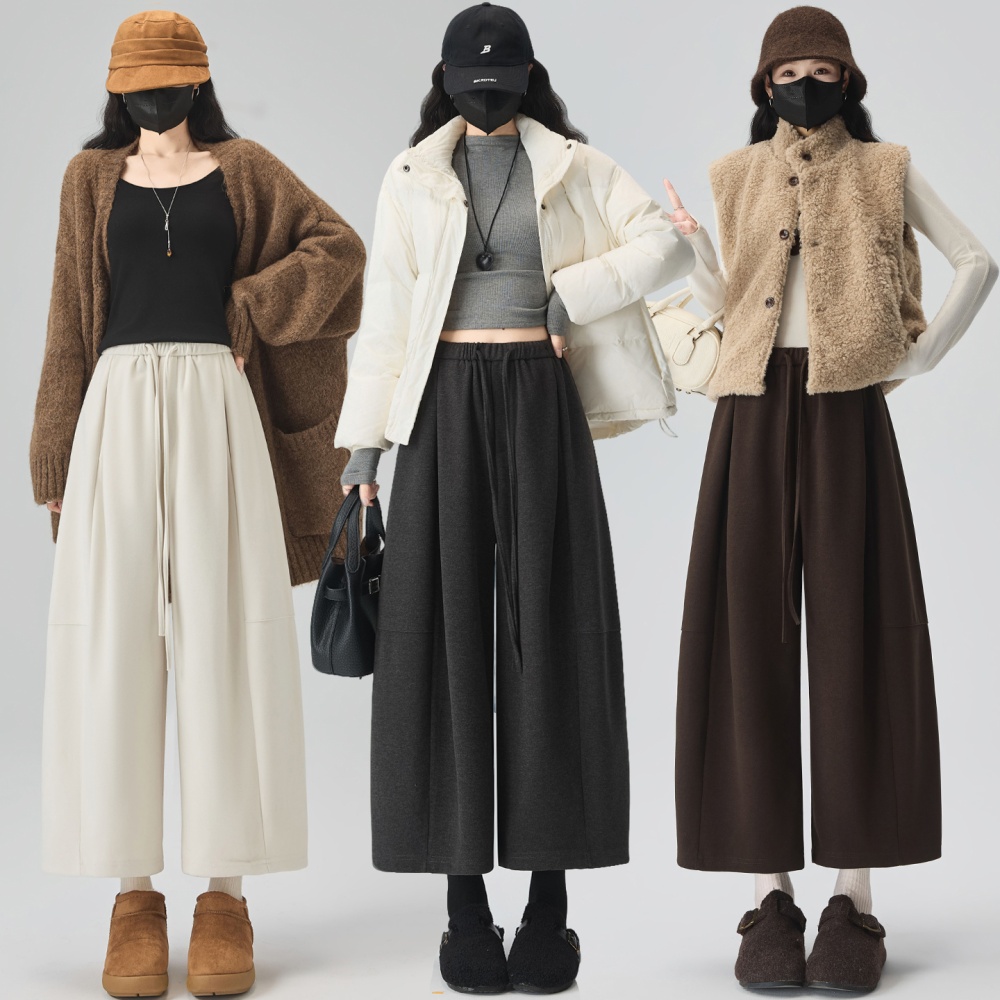 Nine tenths cashmere pants Casual wide leg pants for women