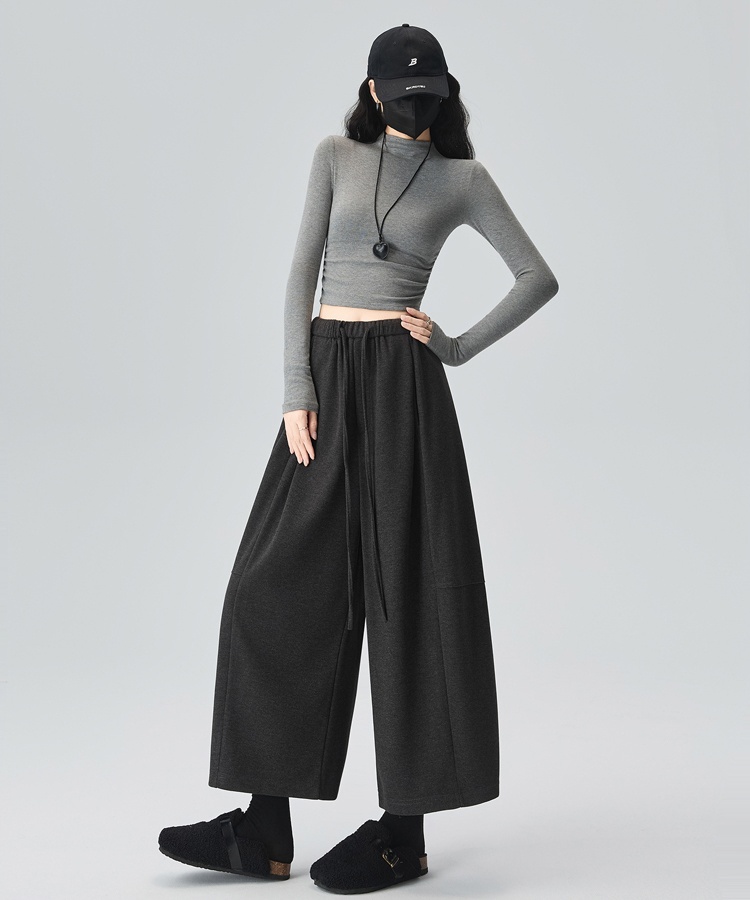 Nine tenths cashmere pants Casual wide leg pants for women