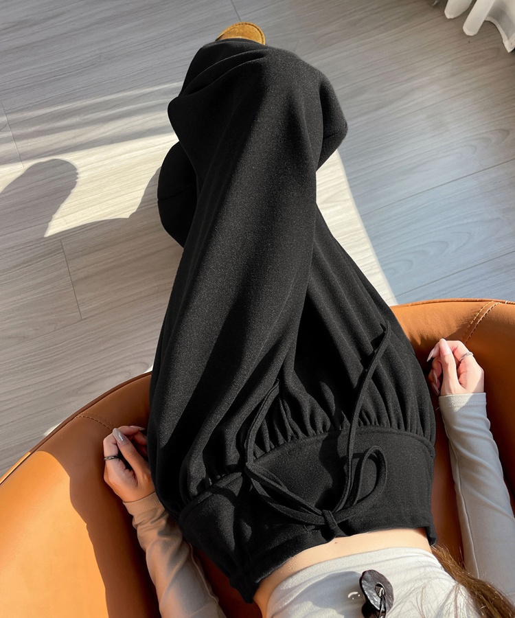 Loose wide leg pants drawstring bloomers for women