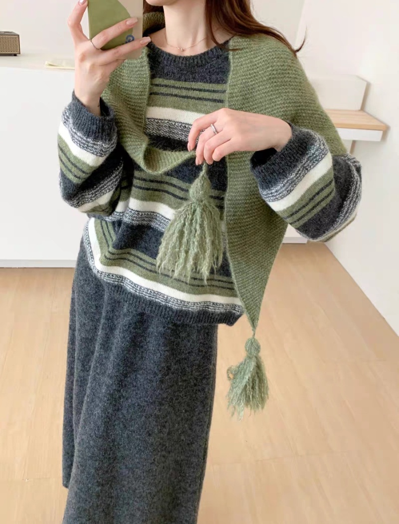 Slim shawl Korean style skirt 3pcs set