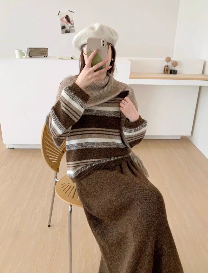 Slim shawl Korean style skirt 3pcs set
