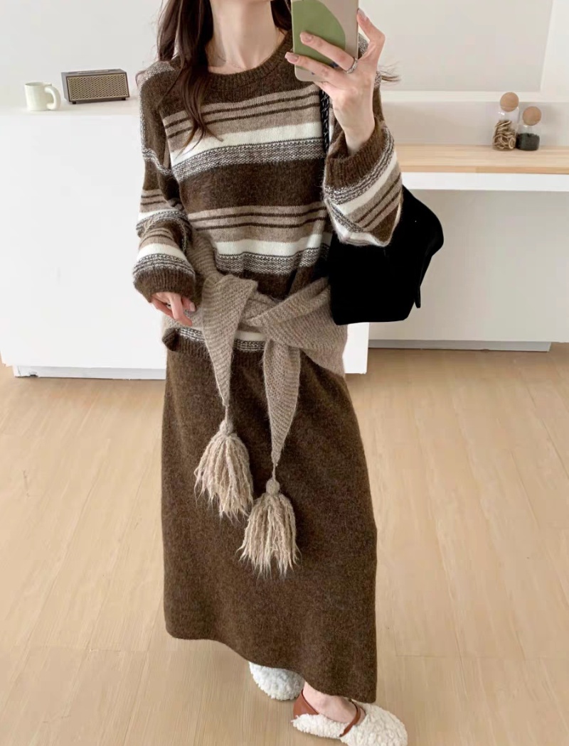 Slim shawl Korean style skirt 3pcs set