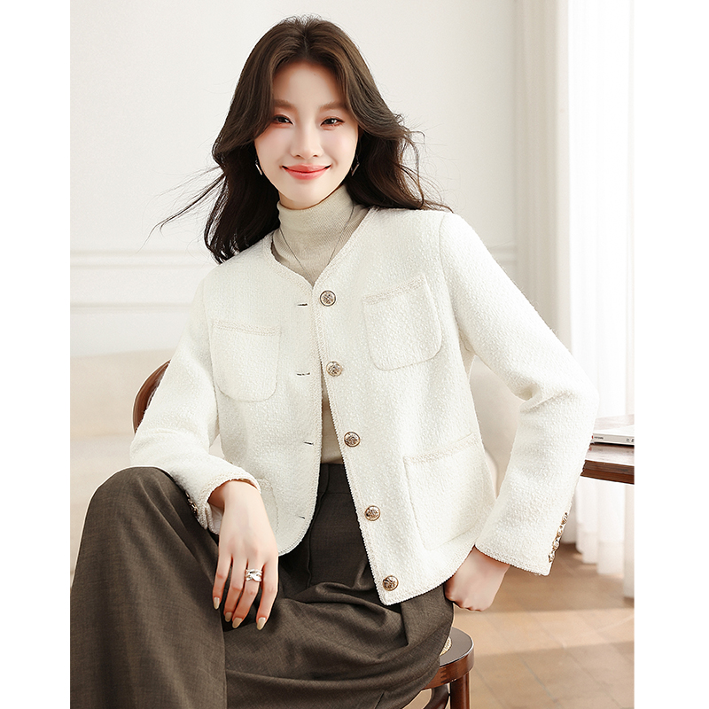 Short coarse flower coat small fellow tops for women