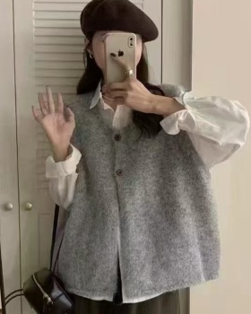 Simple Korean style sweater knitted vest for women