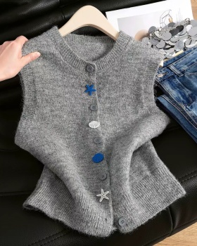 Niche knitted cardigan sleeveless waistcoat for women