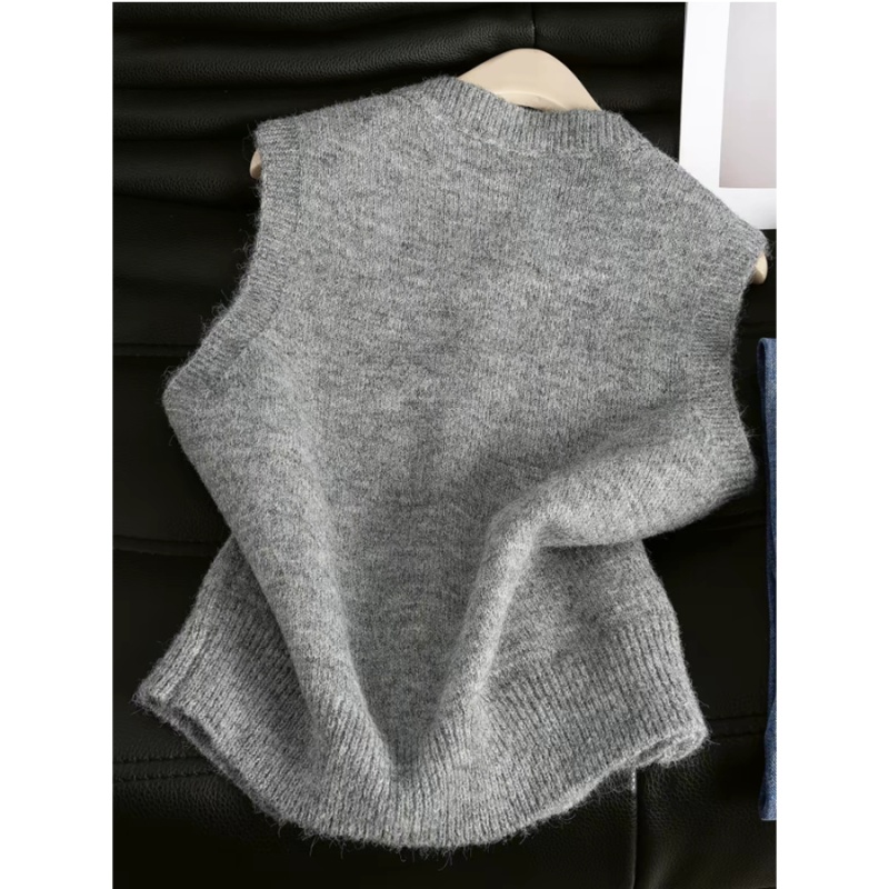 Niche knitted cardigan sleeveless waistcoat for women