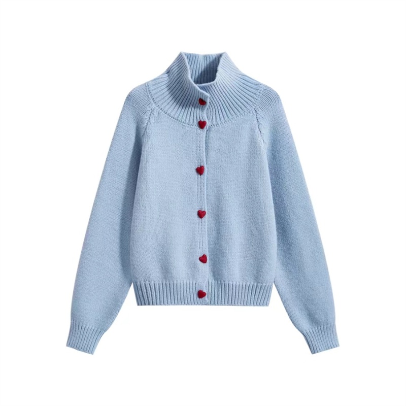 Sweet autumn and winter cardigan heart buckle coat