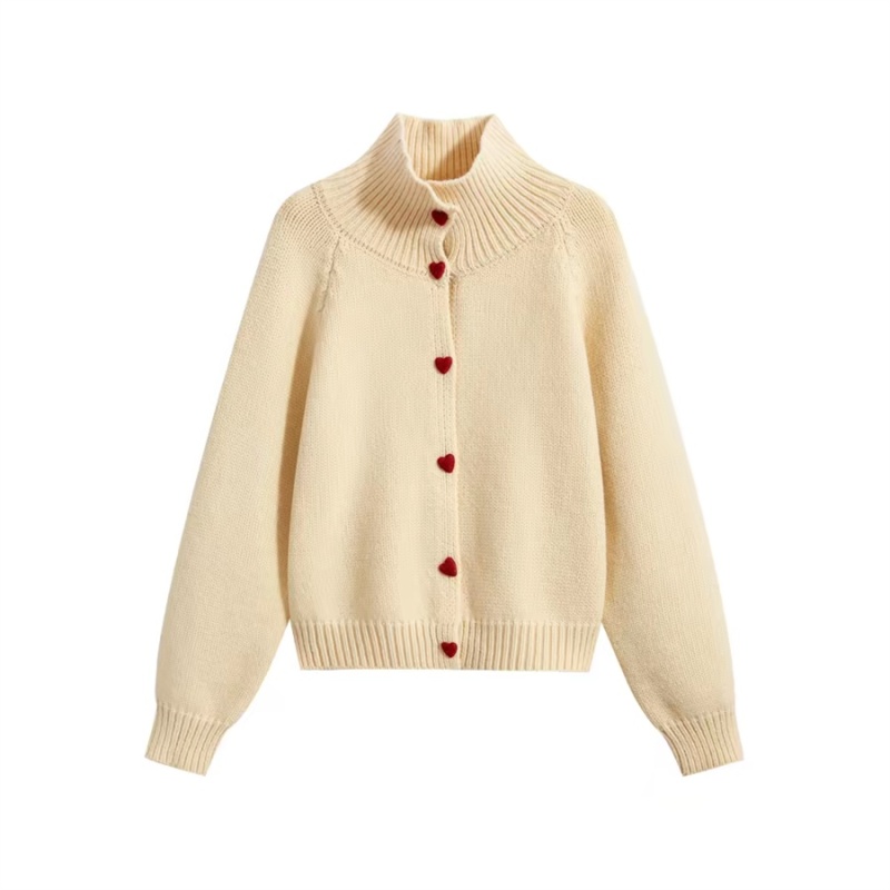 Sweet autumn and winter cardigan heart buckle coat