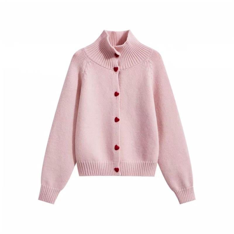 Sweet autumn and winter cardigan heart buckle coat