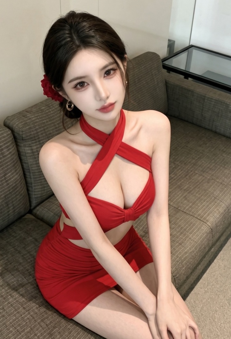 European style red formal dress nightclub dress for women