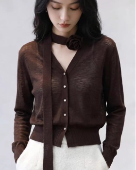 Streamer retro temperament sweater wears outside niche tops