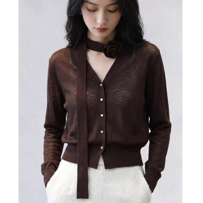 Streamer retro temperament sweater wears outside niche tops