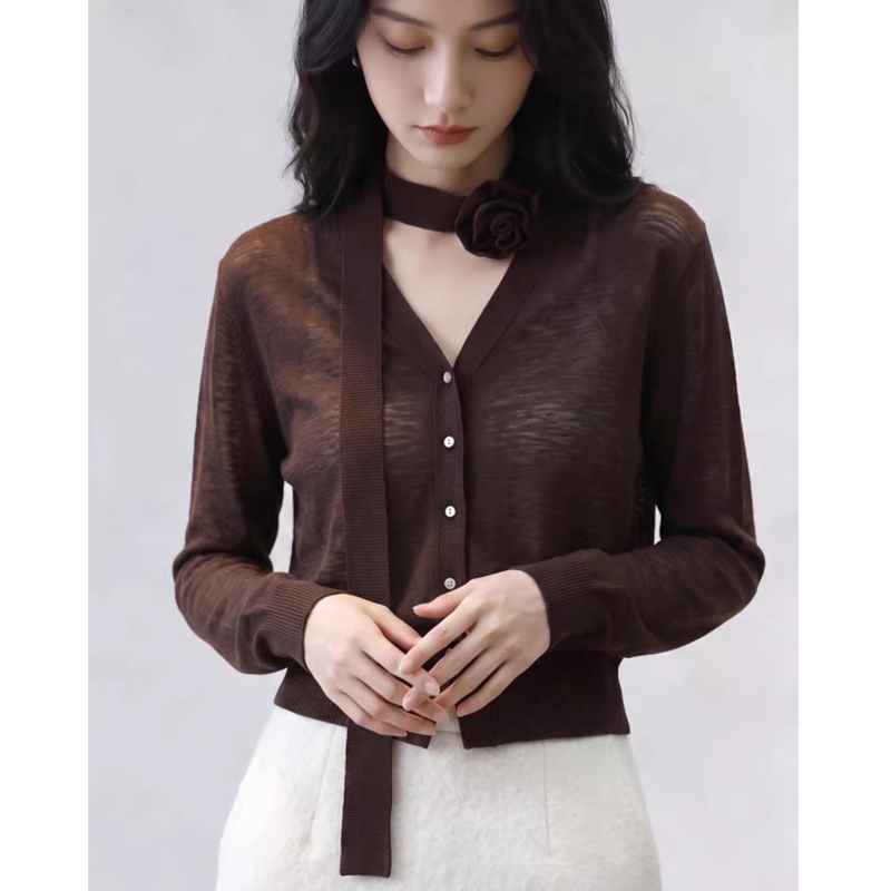 Streamer retro temperament sweater wears outside niche tops