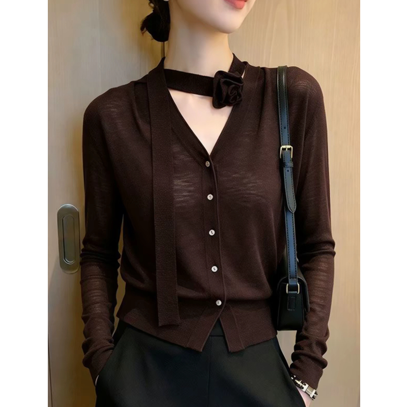 Streamer retro temperament sweater wears outside niche tops