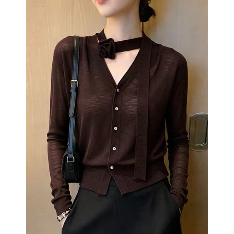 Streamer retro temperament sweater wears outside niche tops