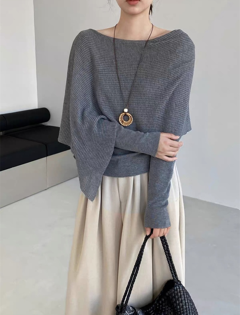 Knitted irregular cloak autumn smock for women