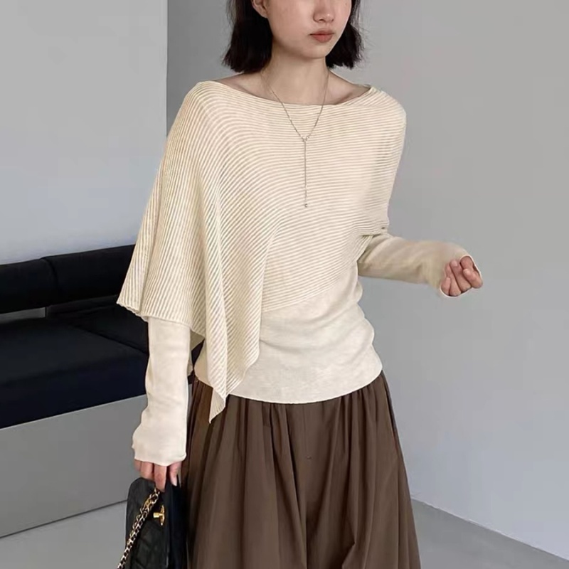 Knitted irregular cloak autumn smock for women