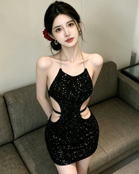 Short hollow tight spicegirl sequins dress for women