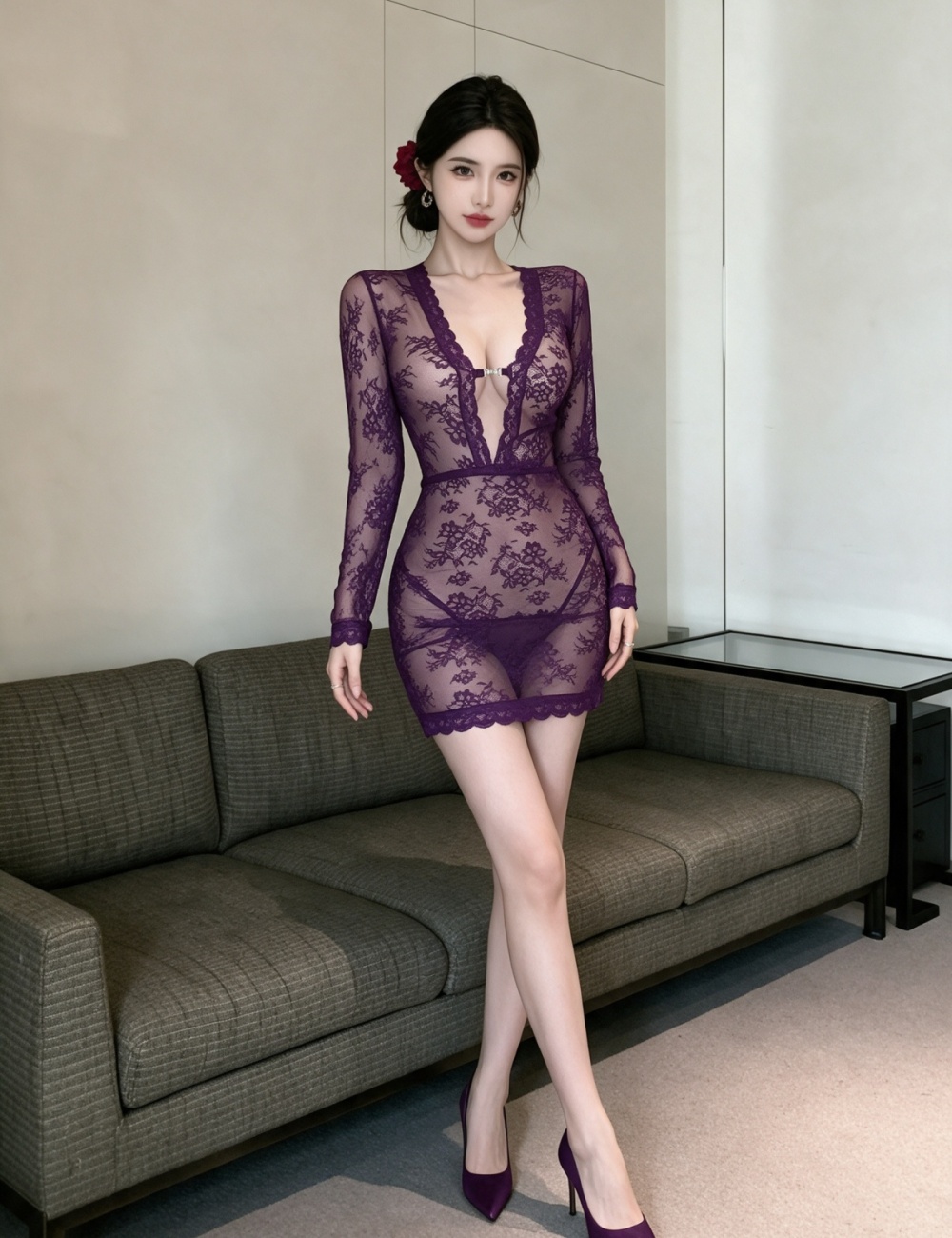 Tight long sleeve spicegirl lace sexy dress for women
