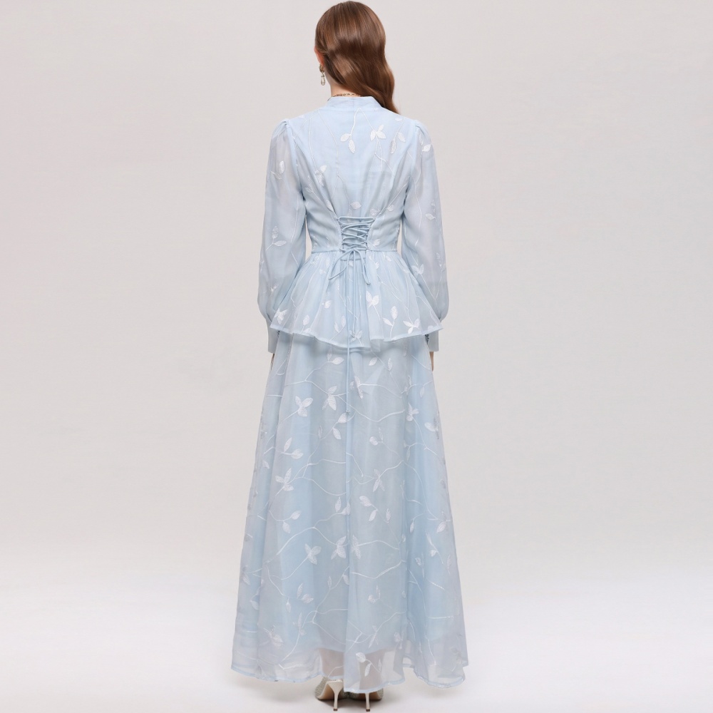 Long sleeve V-neck big skirt skirt a set
