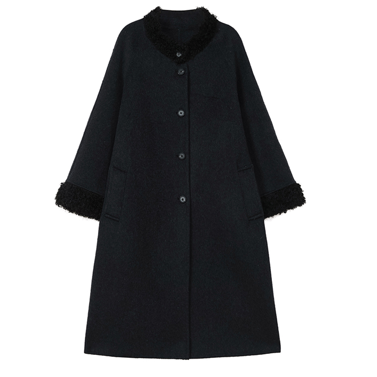 Slim Korean style temperament frenum long splice overcoat