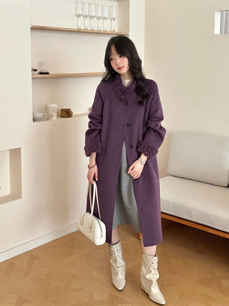 Slim Korean style temperament frenum long splice overcoat