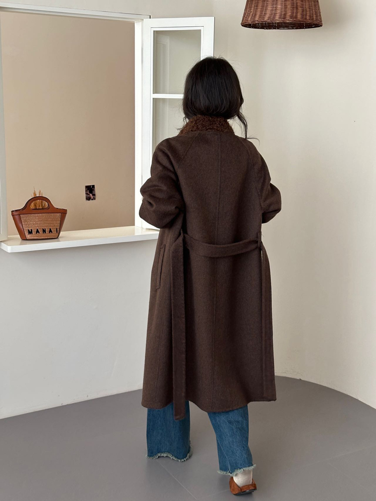 Slim Korean style temperament frenum long splice overcoat