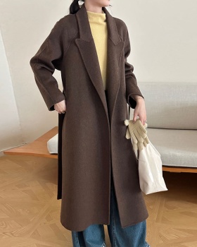 Exceed knee long two-sided wool coat winter woolen slim woolen coat