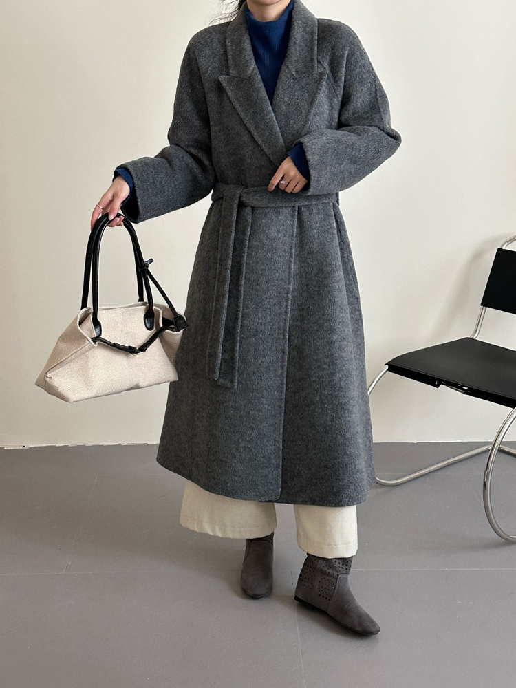 Exceed knee long two-sided wool coat winter woolen slim woolen coat