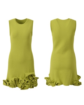 Short fashion slim fold hem France style dress