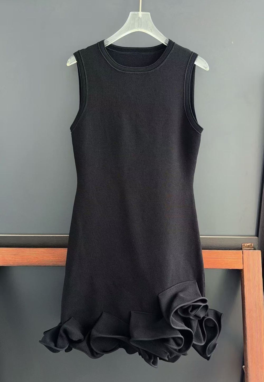 Short fashion slim fold hem France style dress