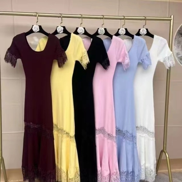 Fashion U-neck summer hollow sexy lace dress for women