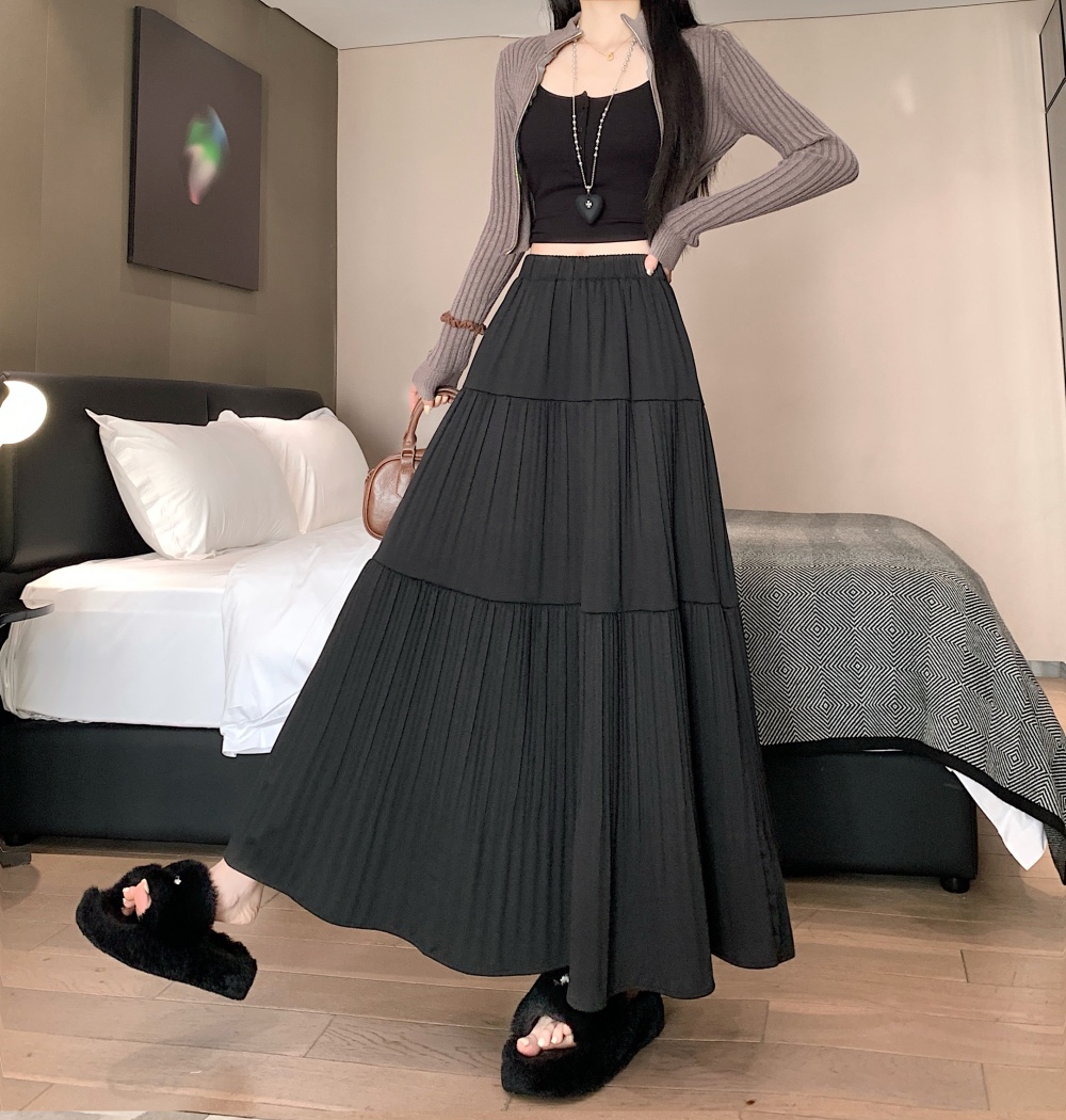 Drape slim long skirt cake pleated skirt for women