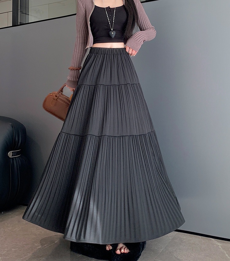 Drape slim long skirt cake pleated skirt for women