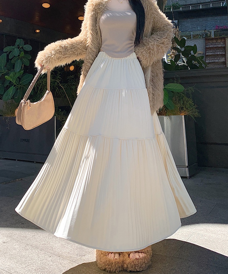 Drape slim long skirt cake pleated skirt for women