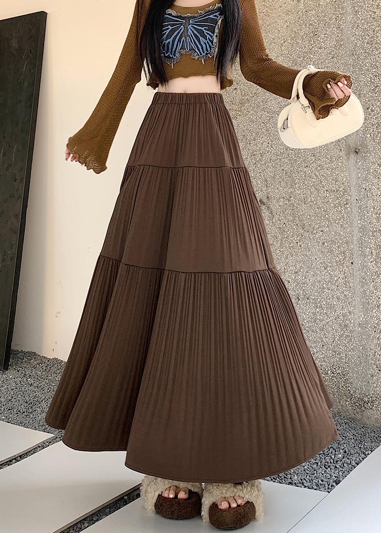 Drape slim long skirt cake pleated skirt for women